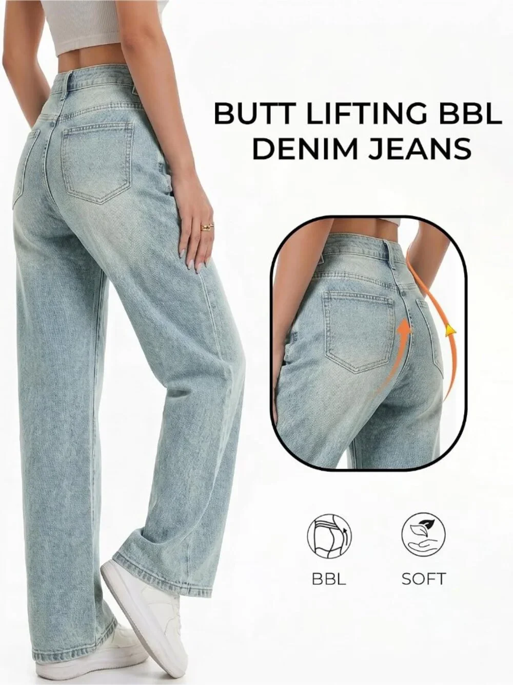 Women's Hole Lght Blue Denim Y2k Straight Leg Button Zip High Waisted Baggy Jean